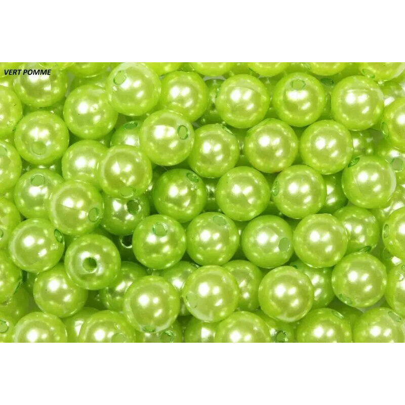 Perles décoratives florales 10mm coloris vert pomme pour compositions et accessoires fleuriste