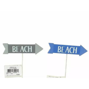 Pic décoratif bois thème plage sur tige 20cm pour composition florale et décoration estivale