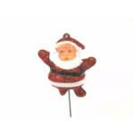 Pic décoratif Père Noël rouge pour composition florale de Noël, tige 18 cm, accessoire fleuriste