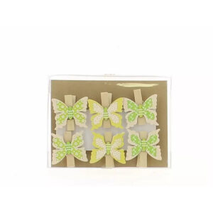 Pinces papillon décoratives en bois 3,5 cm assorties pour compositions florales et créations fleuriste