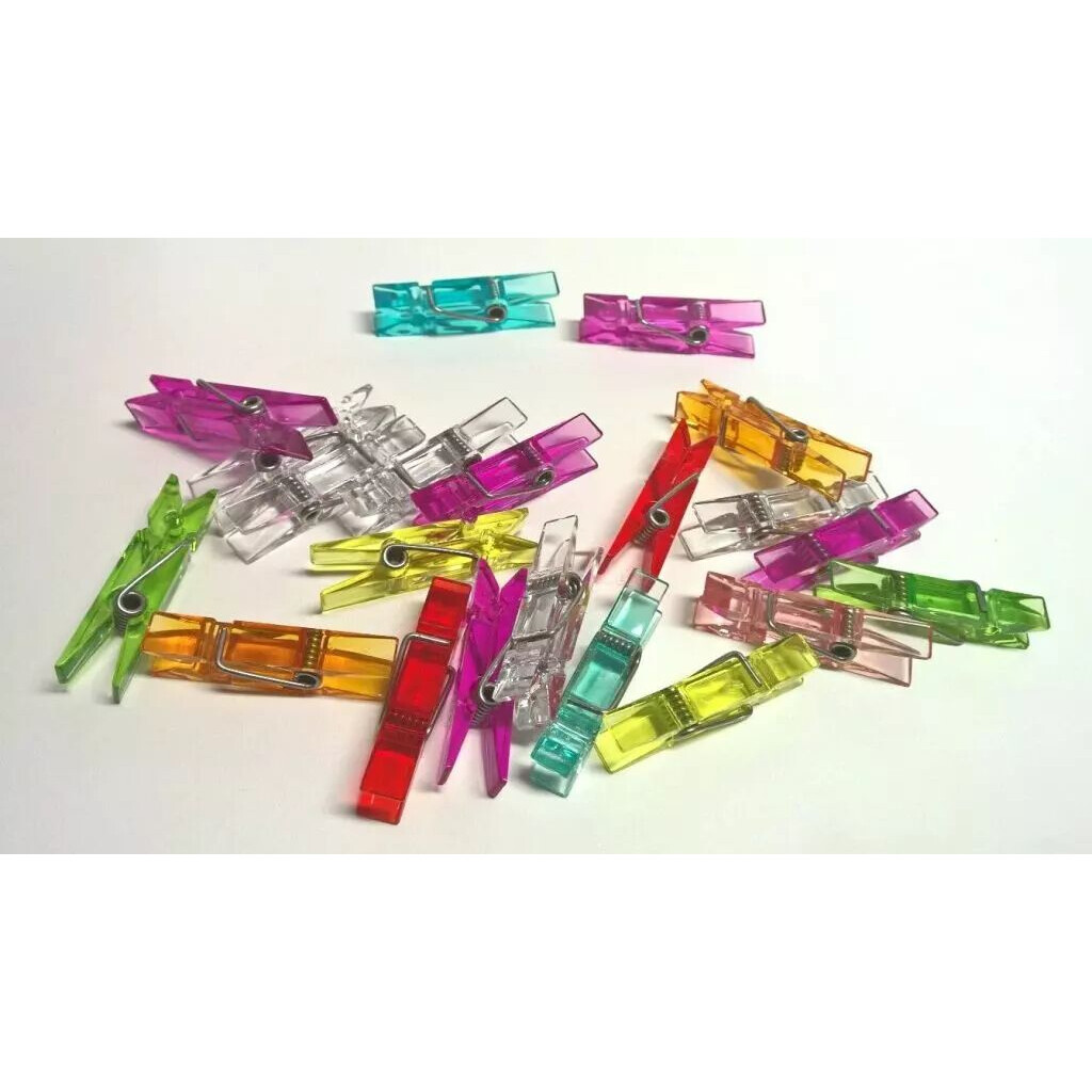 Pinces transparentes 37mm pour fleuristes, lot de 50 unités assorties pour accroche d'accessoires floraux GHISI WALTER