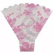 Poche bouquet rose brillant avec finition dentelée pour emballage floral professionnel