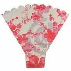 Poche à bouquet rouge brillant Fashion avec bordure dentelée pour emballage professionnel fleuriste