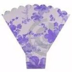 Poche bouquet film brillant violet avec bordure dentelée pour emballage floral professionnel