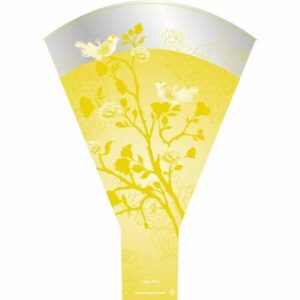 Poche à bouquet jaune imprimée Happy Birds 54x35x10 cm pour emballage floral professionnel