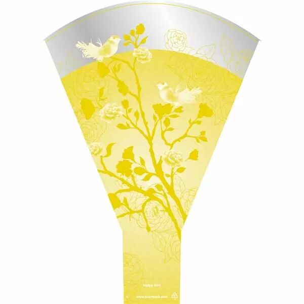 Poche à bouquet jaune imprimée Happy Birds 54x35x10 cm pour emballage floral professionnel
