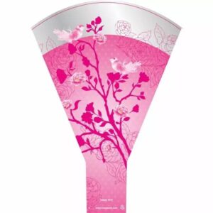 Poche à bouquet rose motif Happy Birds 54x35x10 cm pour fleuriste emballage floral