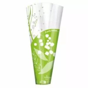 Poche d'emballage verte Primavera pour pot de muguet dimensions 45x27x8,5 cm fleuriste