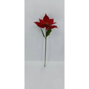Poinsettia artificiel rouge sur tige 105 cm en tissu pour décoration florale de Noël
