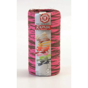 Raphia naturel bicolore chocolat et fushia 200 mètres pour liage et décoration florale professionnelle