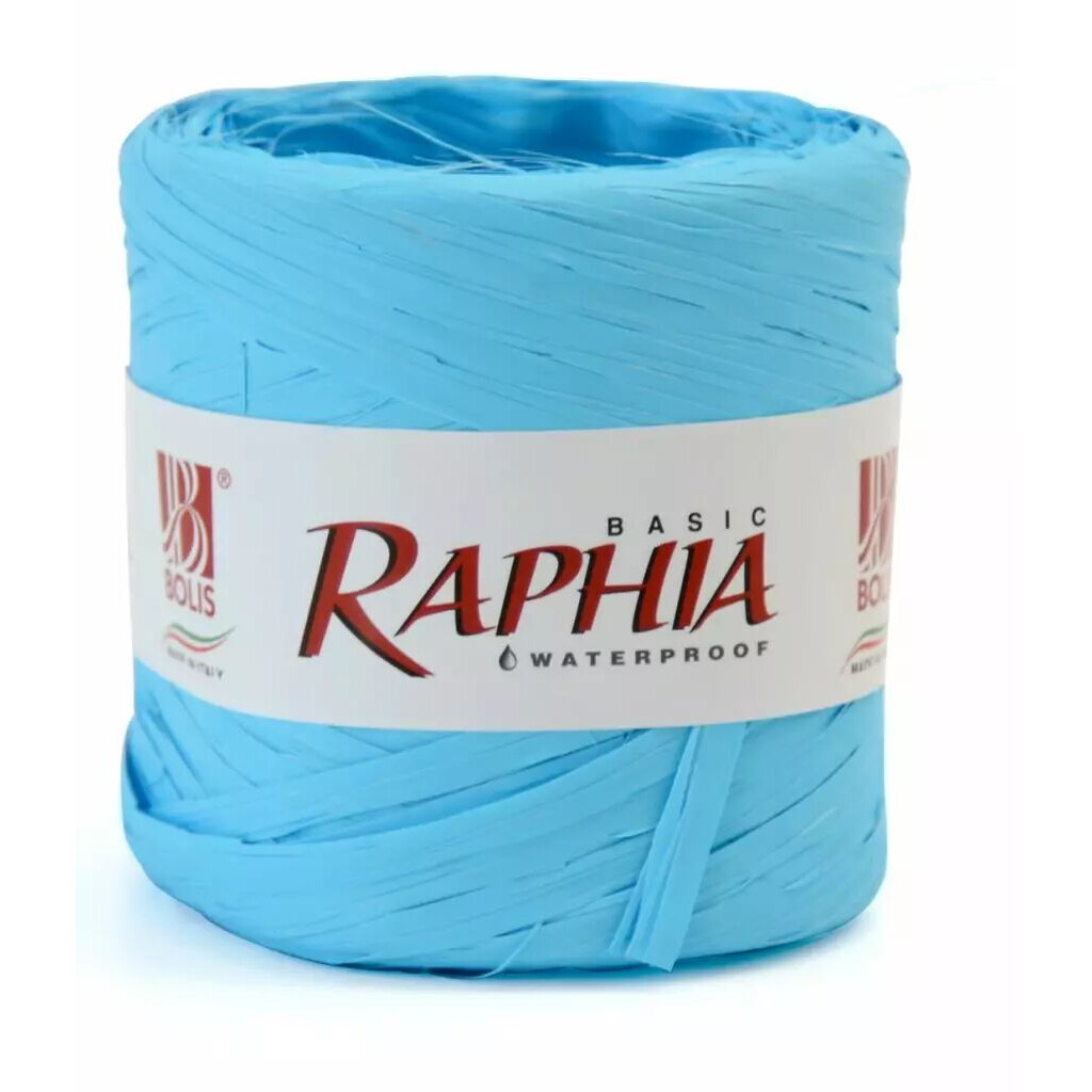 Bobine de raphia naturel turquoise 200m pour compositions florales et décoration florale professionnelle