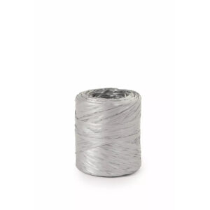 Bobine de raphia naturel coloris argent 15mm pour création florale et décoration