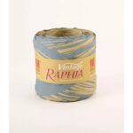 Raphia naturel vintage bleu-gris 200 mètres pour compositions florales et art floral professionnel