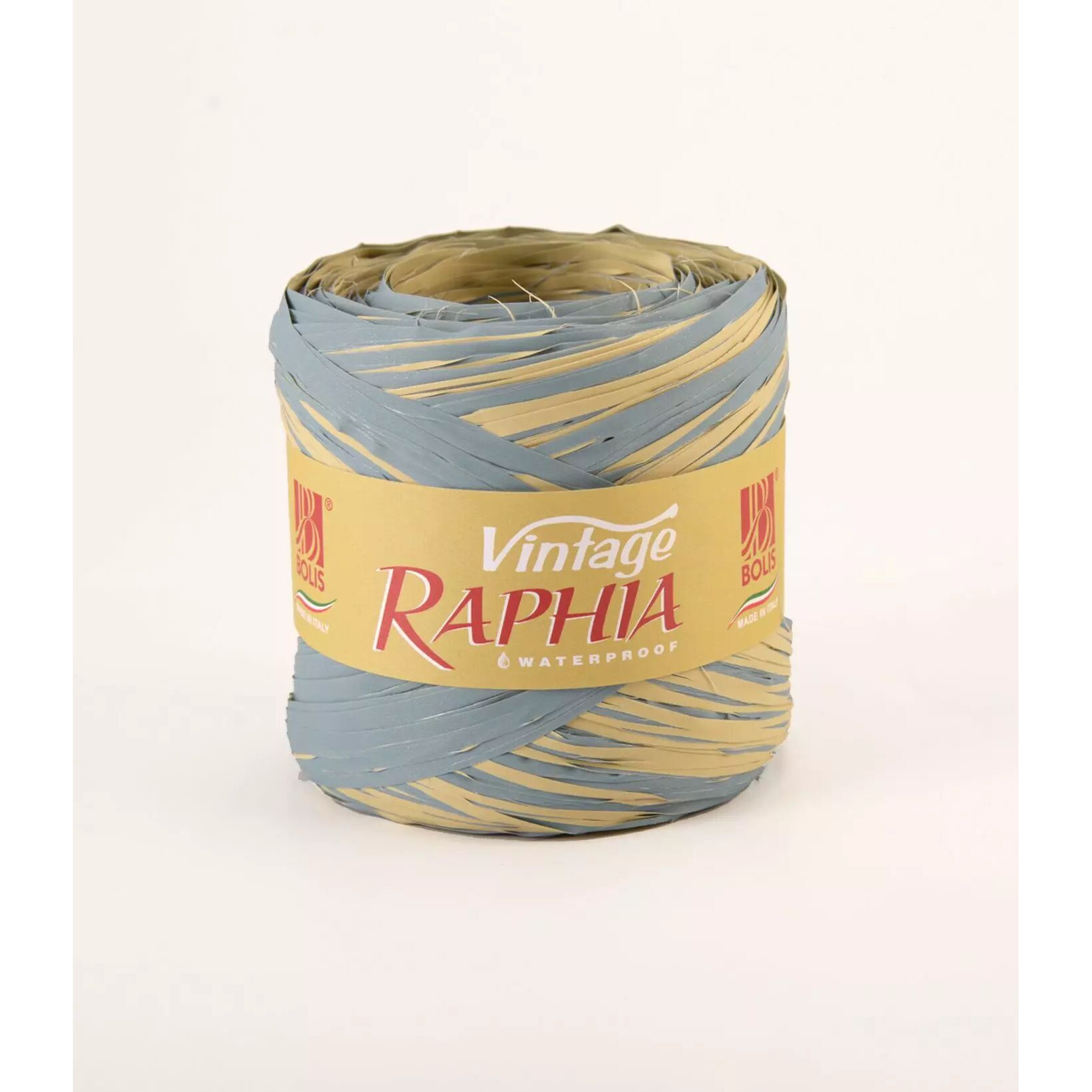 Raphia naturel vintage bleu-gris 200 mètres pour compositions florales et art floral professionnel