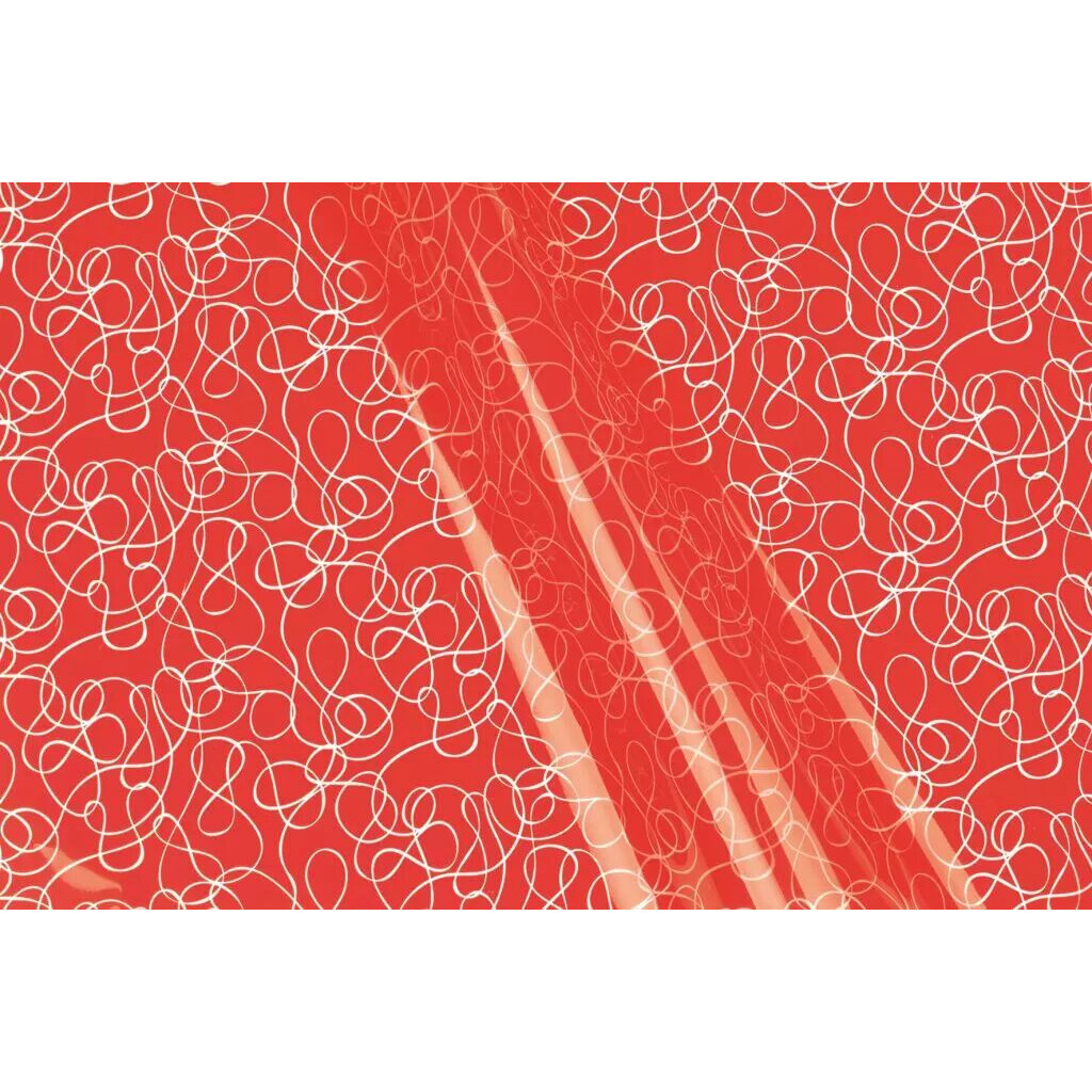 Rouleau d'emballage floral bulle rouge avec motif boucles pour bouquets de fleuriste