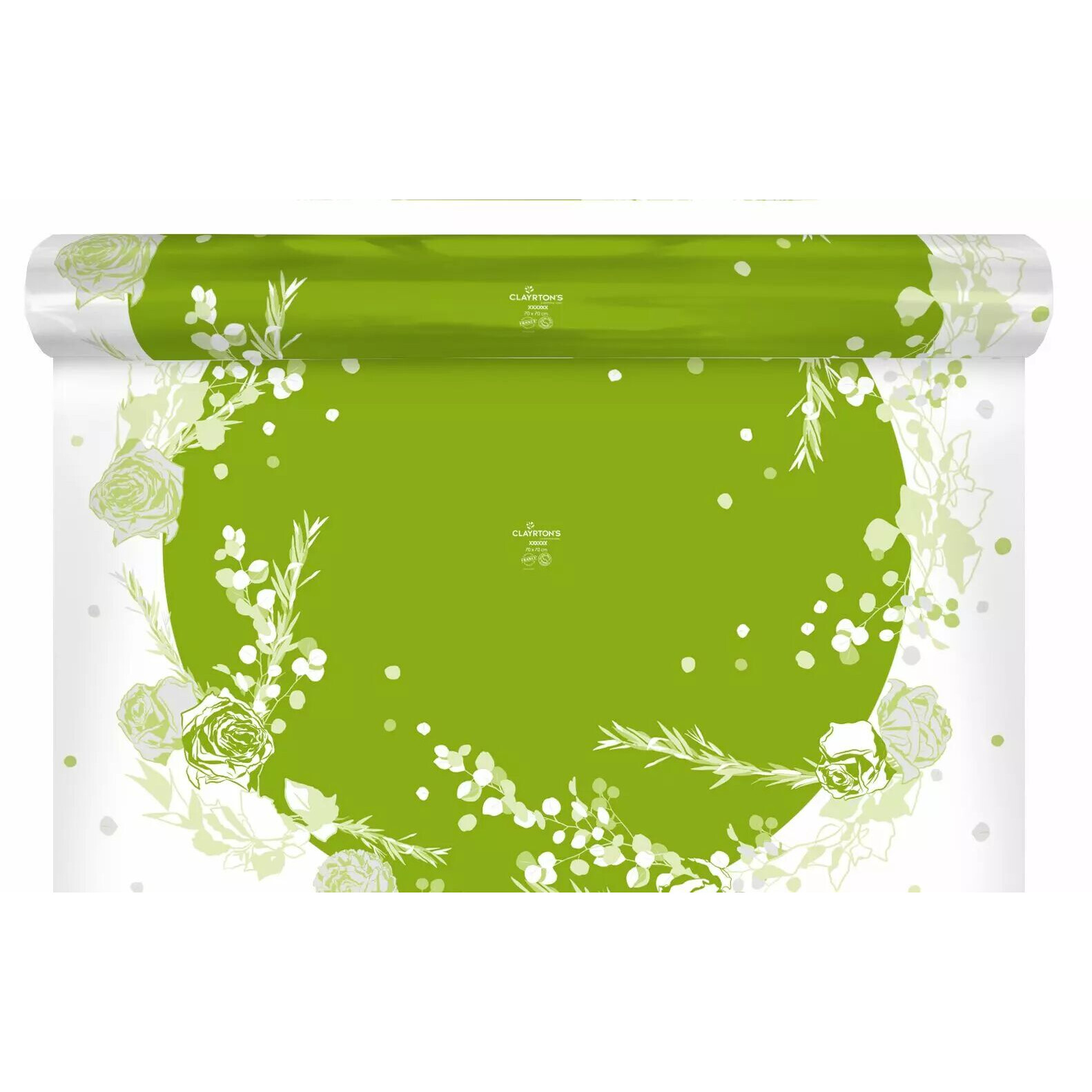 Rouleau de papier bulle vert Célestine avec carrés prédécoupés pour emballage floral professionnel en fleuristerie
