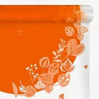 Rouleau de papier bulle orange avec motif carré prédécoupé pour emballage floral professionnel