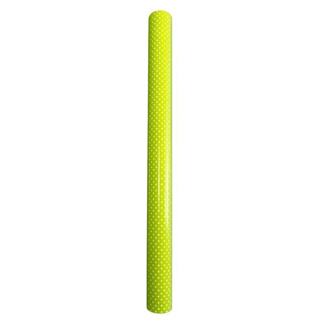 Rouleau de papier bulle imprimé à pois vert anis pour emballage floral professionnel