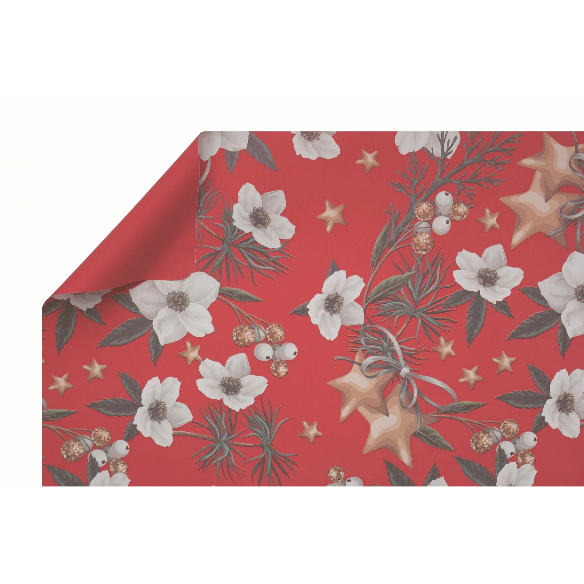 Rouleau de papier bulle rouge White Christmas pour emballage floral professionnel double face mat