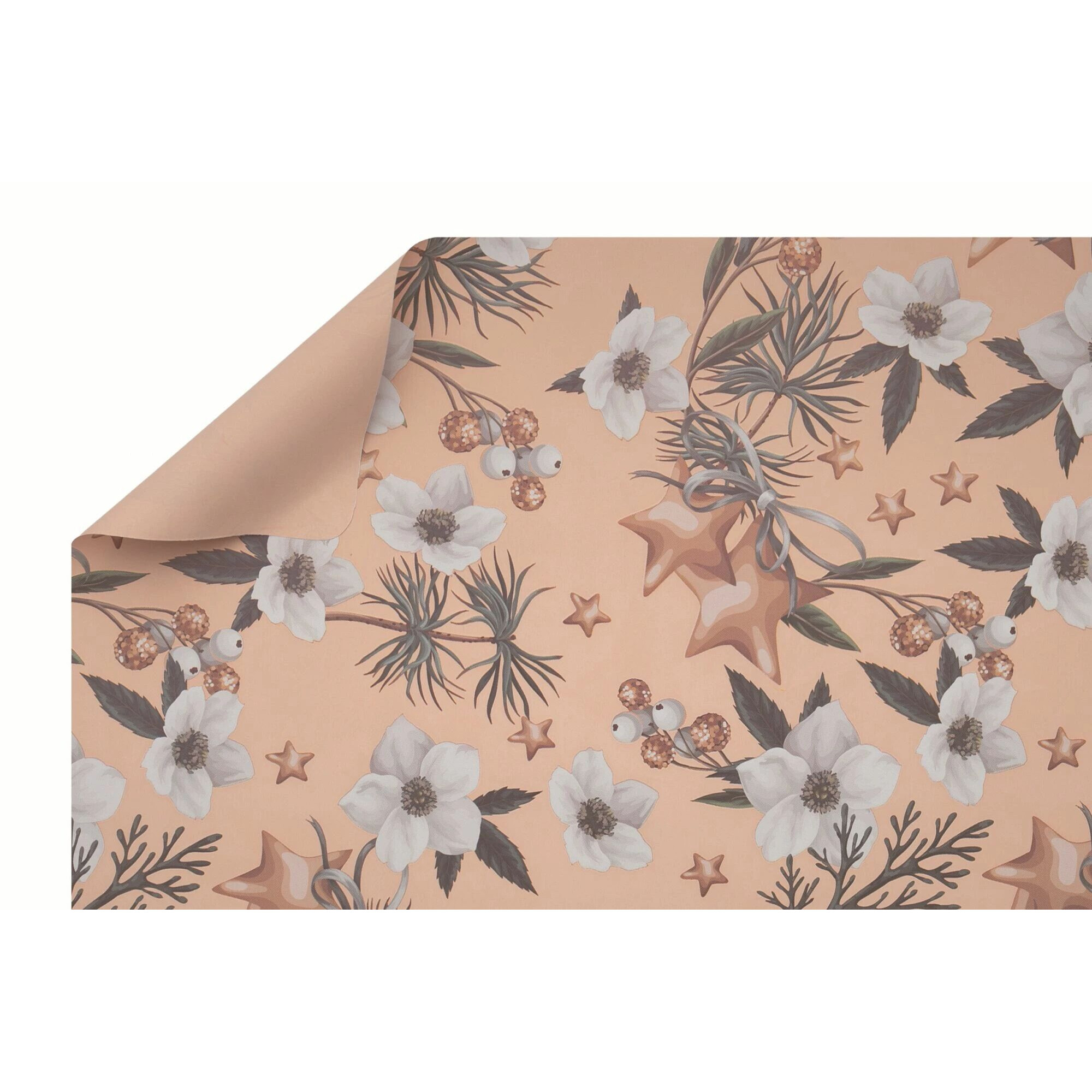 Rouleau bulle crème White Christmas pour emballage floral professionnel avec motifs de Noël