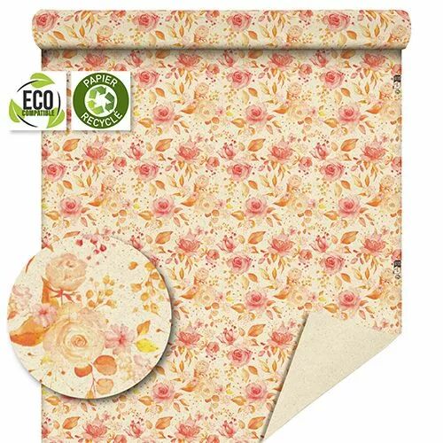 Rouleau de papier naturel Grasspaper couleur pêche avec motif Charmant pour emballage floral professionnel