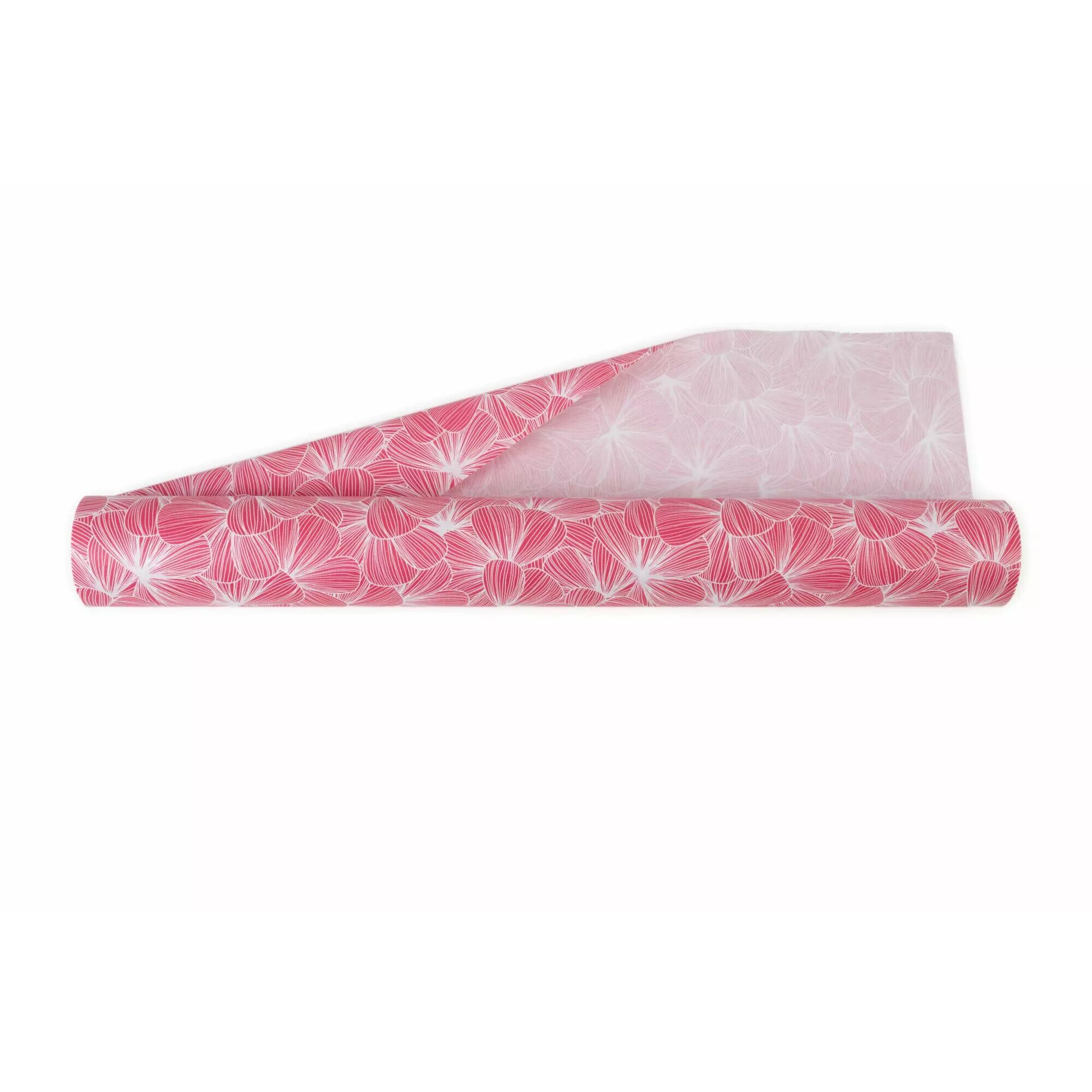 Rouleau de papier kraft blanc imprimé motif cyclamen pour emballage floral professionnel