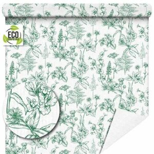 Rouleau papier kraft blanc imprimé motif Herbarium vert pour emballage floral professionnel