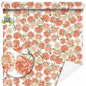 Rouleau de papier kraft blanc imprimé motif Pêche pour emballage floral professionnel
