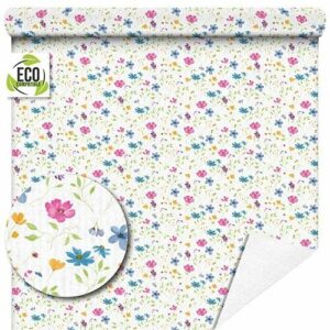 Rouleau de papier kraft blanc imprimé motif bleu Solane pour emballage floral professionnel