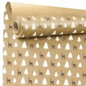 Rouleau de papier kraft brun imprimé motif blanc Tino pour emballage floral professionnel