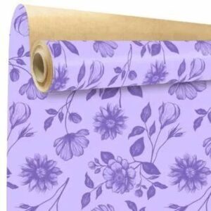 Rouleau de papier kraft brun imprimé motif parme Sydney pour emballage floral professionnel