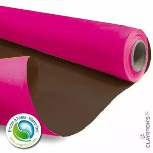 Rouleau papier kraft bi-color recto-verso fushia et chocolat 0,79x40m pour emballage floral professionnel