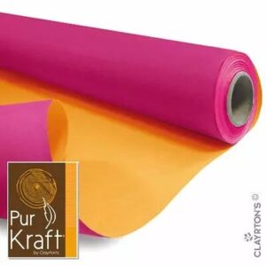 Rouleau de papier kraft bi-colore fushia et orange pour emballage floral professionnel
