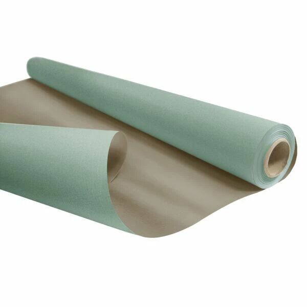 Rouleau de papier kraft bi-color vert sauge et champagne pour emballage floral professionnel