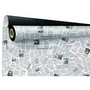 Rouleau de papier kraft blanc imprimé motif journal pour emballage floral professionnel
