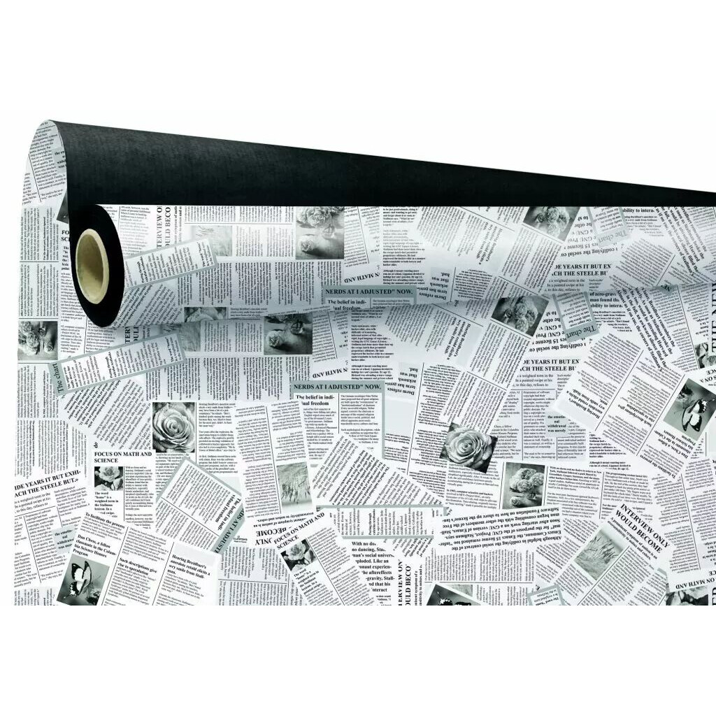 Rouleau de papier kraft blanc imprimé motif journal pour emballage floral professionnel