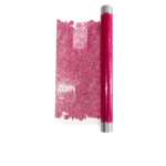Rouleau de film polypropylène fushia 35 microns avec motif écritures cursives pour emballage fleuriste professionnel