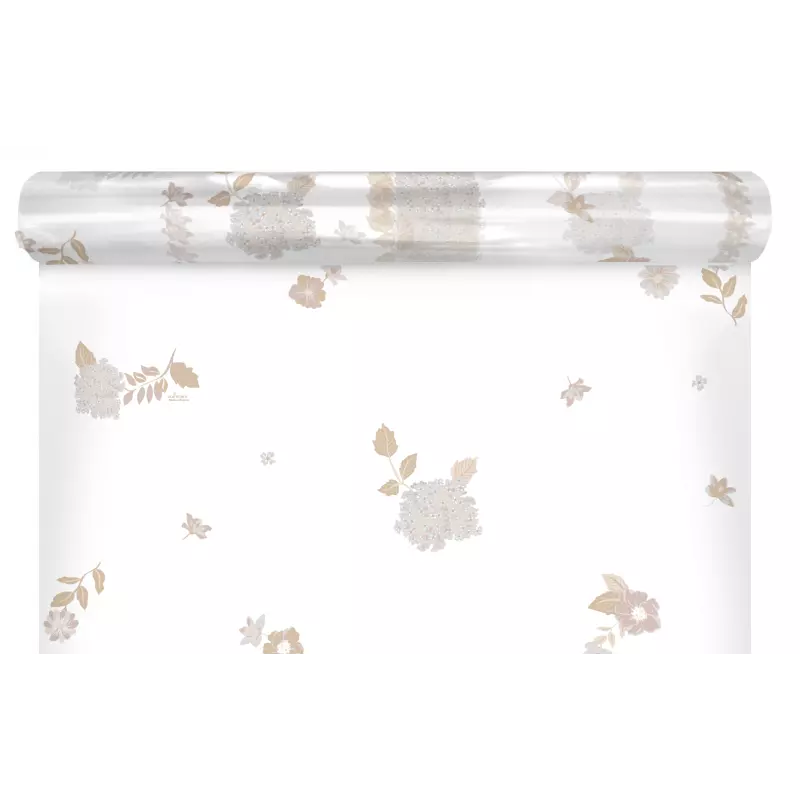 Rouleau film polypropylène imprimé Lara beige 35 microns pour emballage floral professionnel