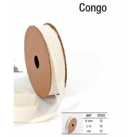 Ruban coton Congo ivoire 15mm de largeur pour décoration florale professionnelle et compositions de fleuriste