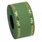 Ruban deuil vert olive 48mm pour inscription de messages de condoléances sur compositions florales funéraires
