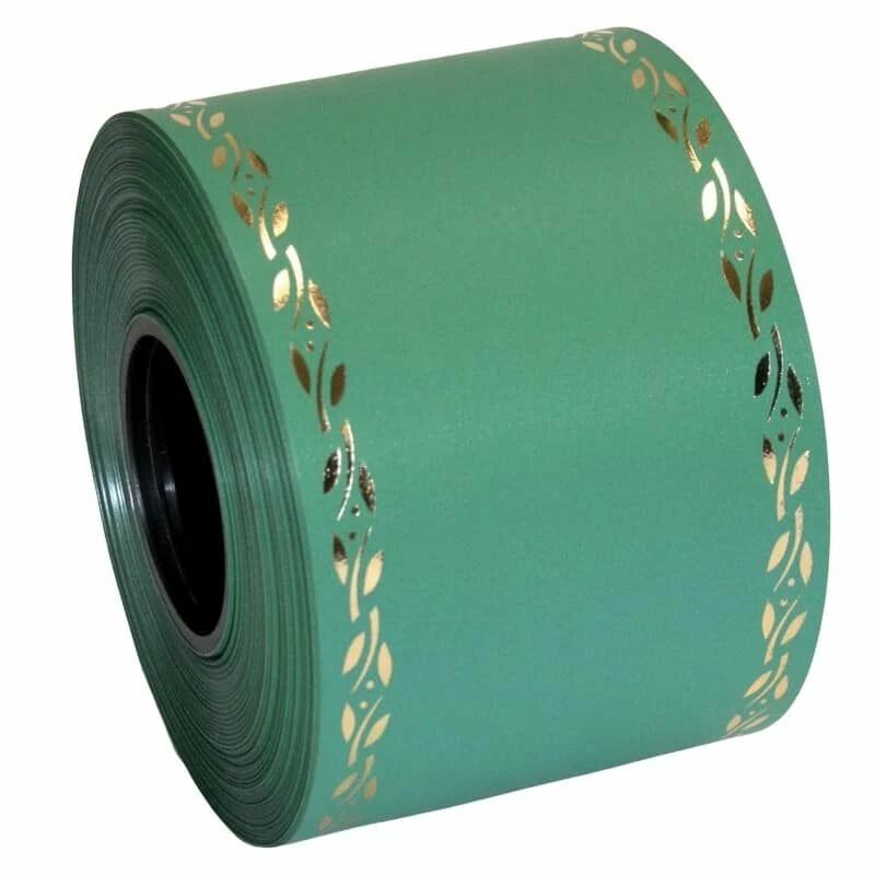 Ruban de deuil Eternity BOLIS vert olive 75mm pour compositions funéraires fleuriste