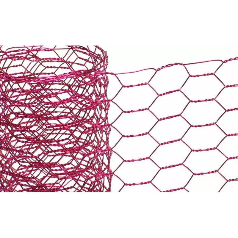 Ruban grillage fushia 5cm à mailles hexagonales pour compositions florales et décoration floristerie