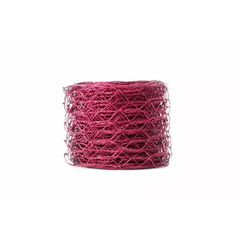 Ruban grillage fushia 5cm à mailles hexagonales pour compositions florales et décoration floristerie, vue 2