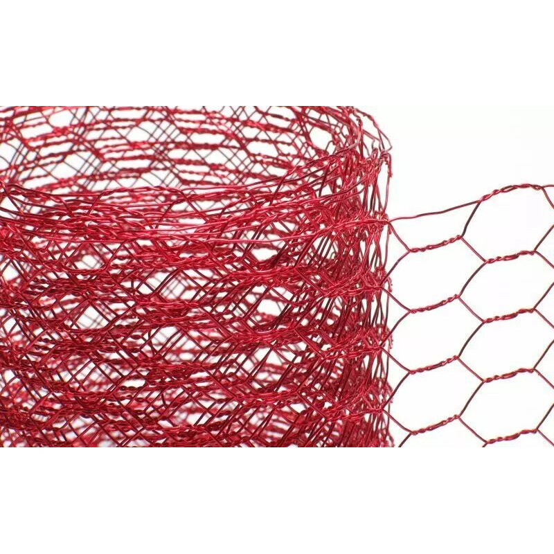 Ruban grillage rouge à mailles hexagonales 5cm largeur pour compositions florales et créations de fleuriste