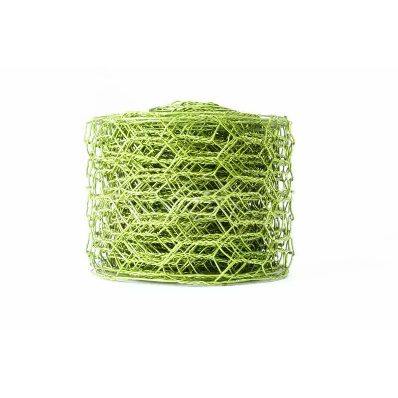Ruban grillage fleuriste vert pomme à mailles hexagonales 5cm pour compositions florales et art floral, vue 2