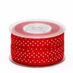 Ruban gros grain rouge 10mm à pois pour décoration florale et compositions de fleuriste