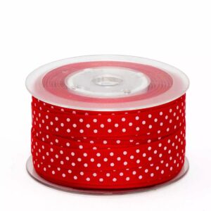 Ruban gros grain rouge 10mm à pois pour décoration florale et compositions de fleuriste