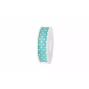 Ruban gros grain turquoise à pois 10mm pour fleuriste et décoration florale
