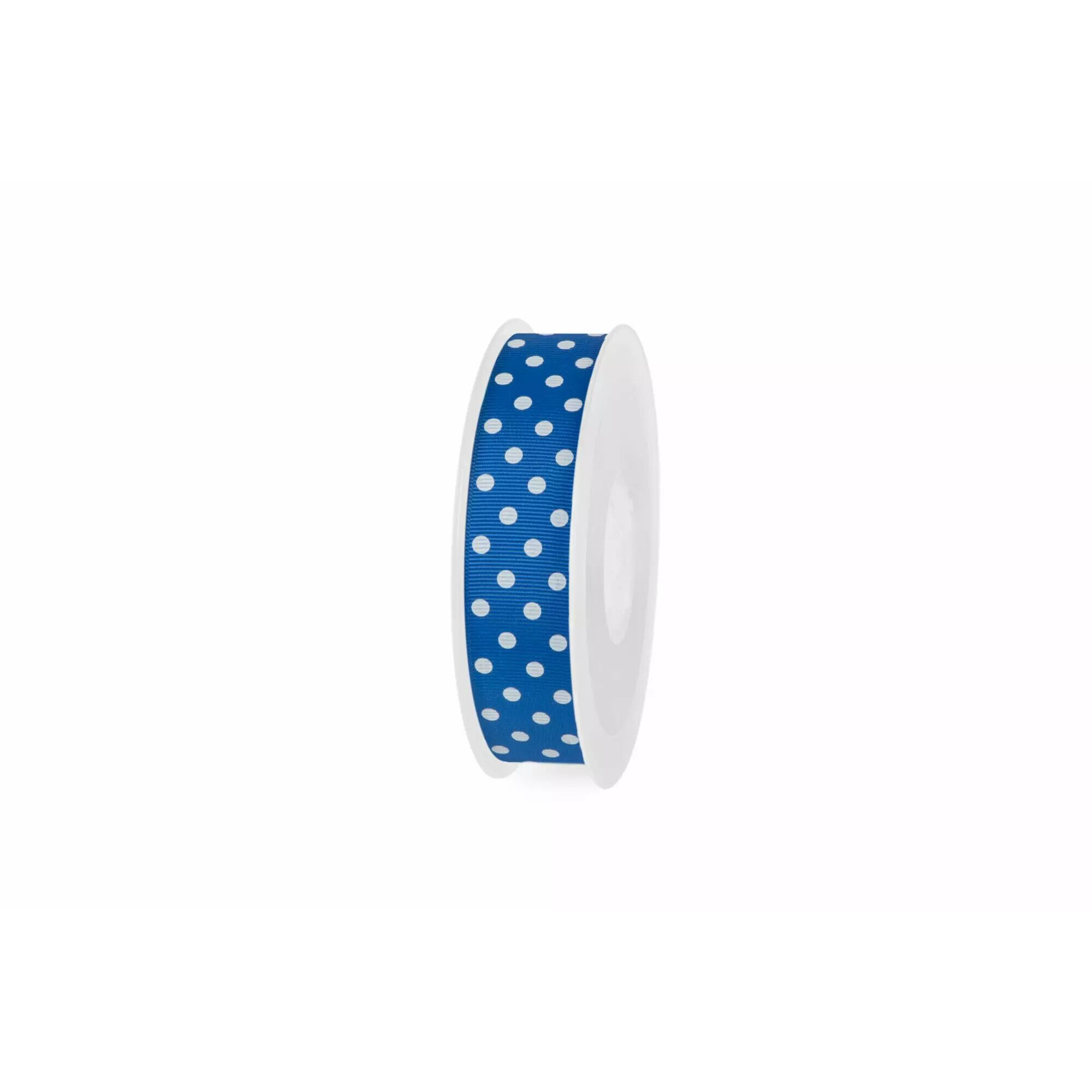 Ruban gros grain bleu à pois blanc 10mm pour décoration florale et compositions de fleuriste
