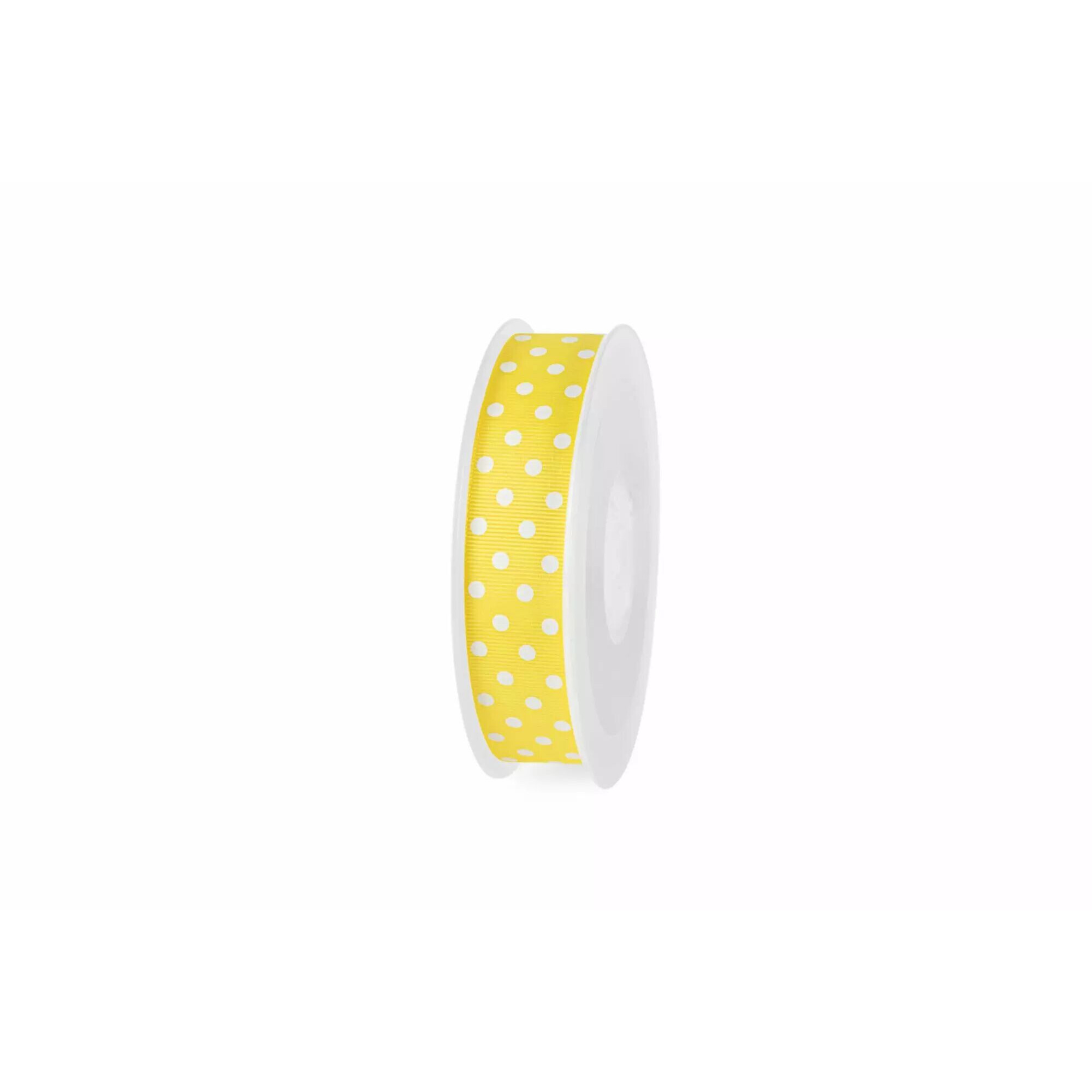 Ruban gros grain jaune à pois 10mm pour décoration florale et composition de bouquets pour fleuristes